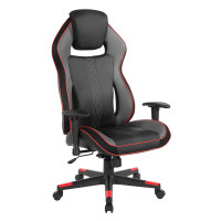 OSP Home Furnishings BOA225-RD BOA II Gaming Chair in Bonded Leather with Red Accents